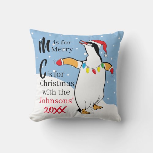 Throw Pillow Penguin Christmas