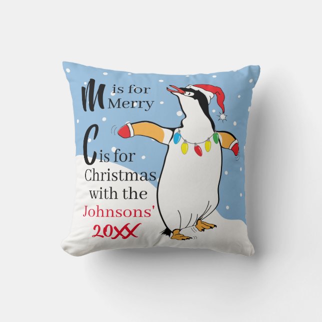 Throw Pillow Penguin Christmas (Front)