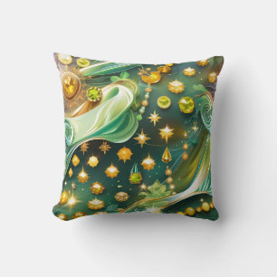 Throw Pillow - Peridot Citrine Celestial Moon