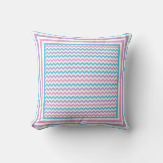 Throw Pillow, Pink, Lavender, Turquoise Chevrons Throw Pillow