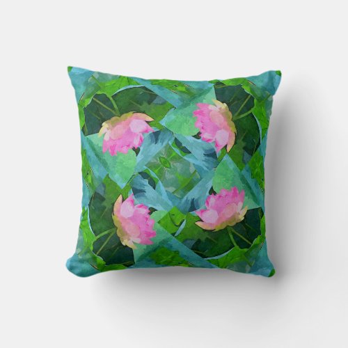 Throw Pillow _ Pink Lotus Abstract