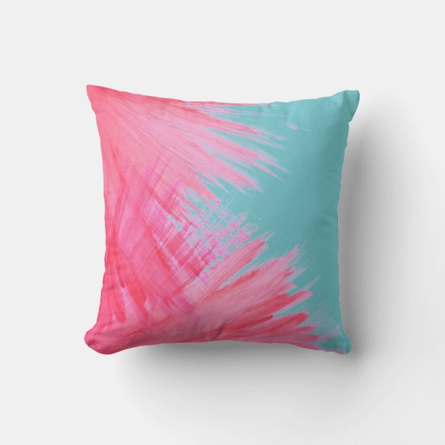 Throw Pillow-Pink Paint Abstract Pillow (Front)