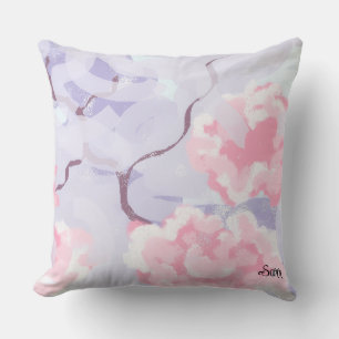 Throw Pillow : Pink Roses Winters Frost .