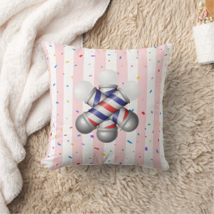 Throw Pillow Pink & White Stripe Barber Pole