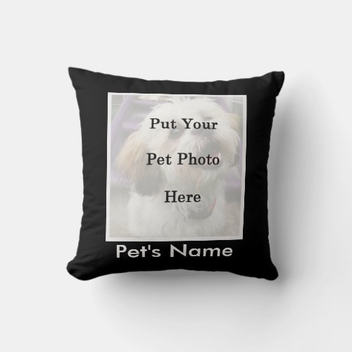 Throw Pillow Place for Your Pet Photo and Name