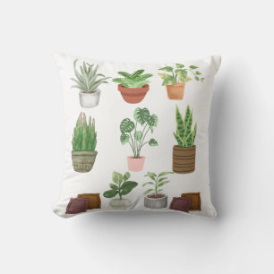 Throw pillow plant crazy lover, Watercolor Plant
