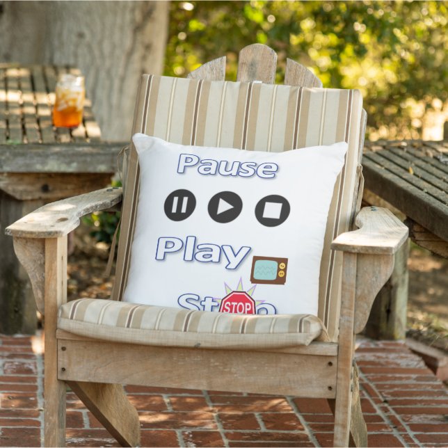 Throw Pillow Play Pause Stop  (Chair)
