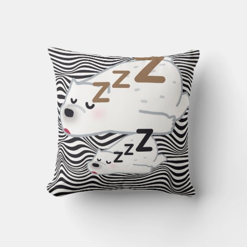 Throw pillow Polar Dreams Mama and Baby bear