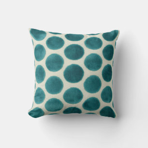 Throw Pillow, Polka Dot Throw Pillow, Teal Pillow