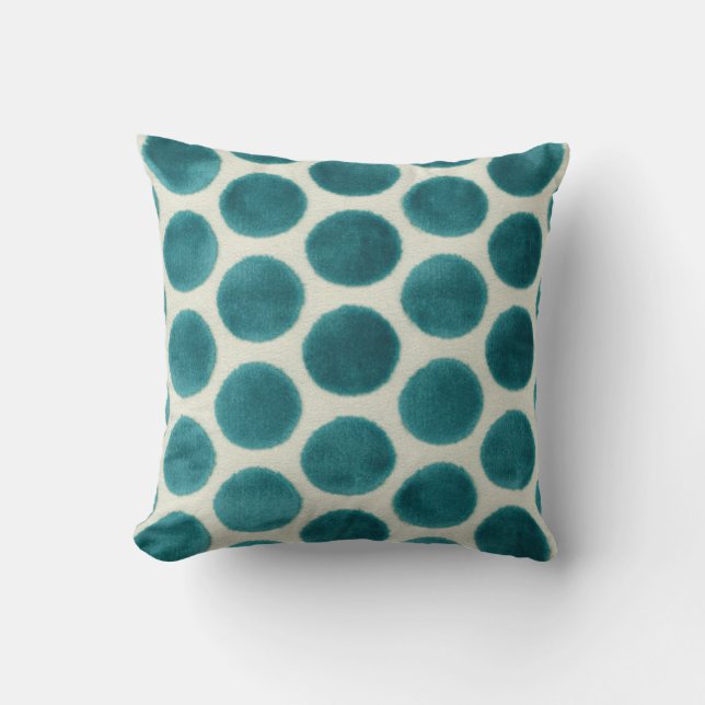 Throw Pillow, Polka Dot Throw Pillow, Teal Pillow (Front)