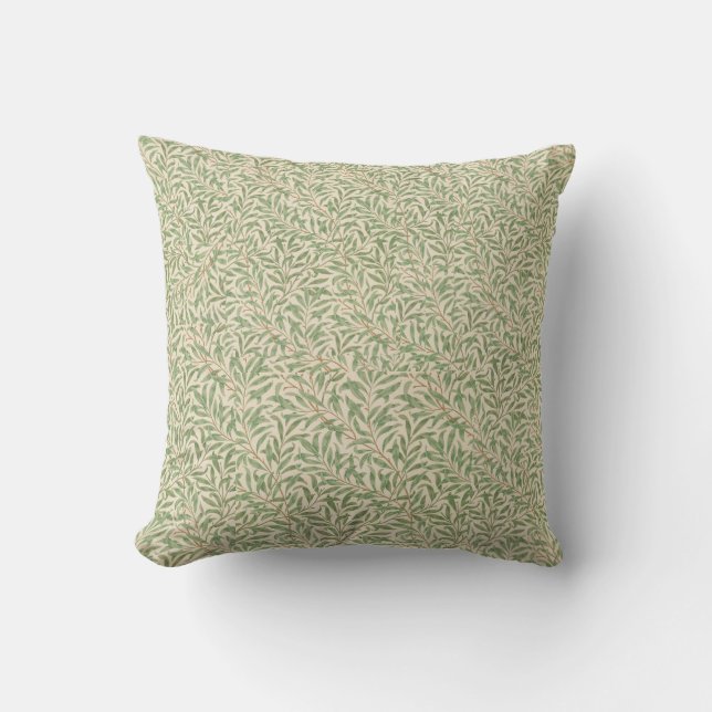 Throw Pillow polyester chic green leaves design  (Front)