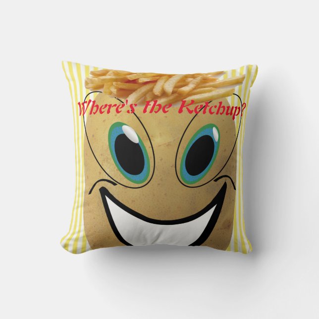 Throw Pillow Potato, French Fries, Ketchup? (Front)