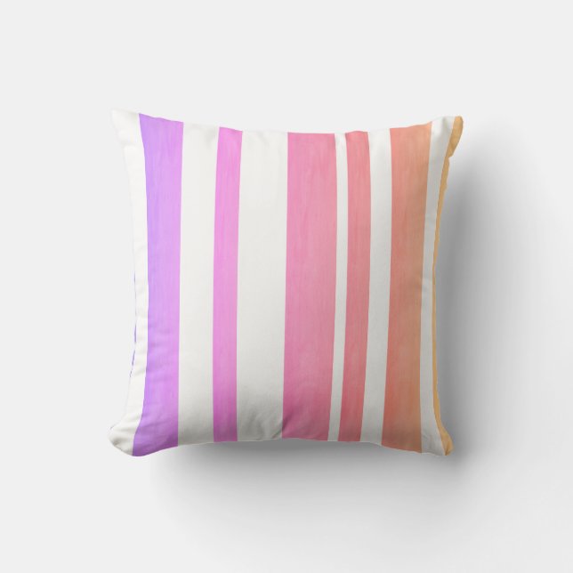 throw pillow pretty pastel stripes with pink (Front)