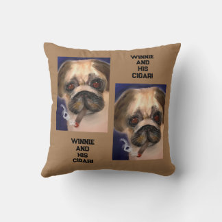 Throw Pillow Pug with Cigar! Funny!