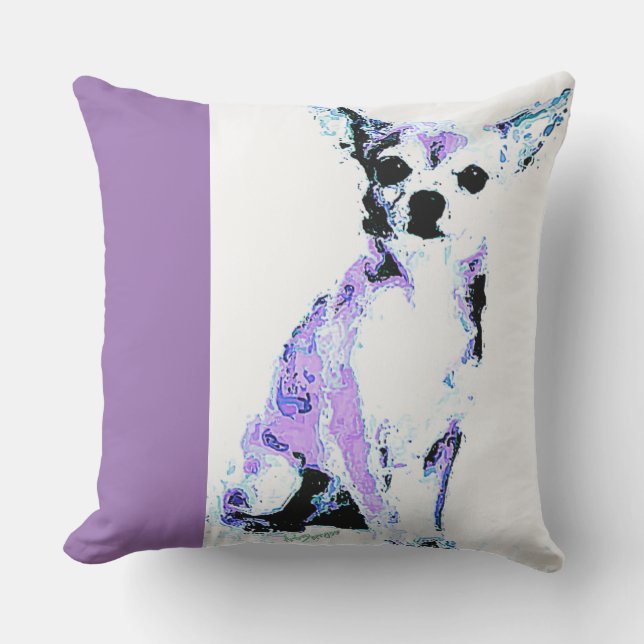 Throw Pillow Purple Chihuahua (of 4 colors) (Front)