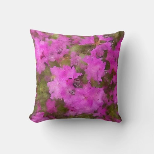 Throw Pillow _ Purple Watercolor Rhododendron