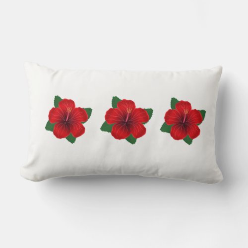 Throw Pillow_Red Hibiscus Flowers Lumbar Pillow