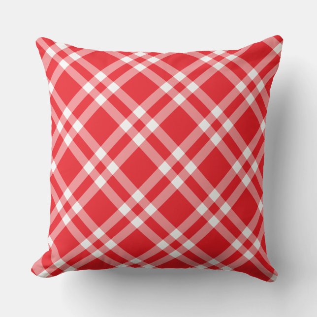 Throw Pillow-Red Plaid Pillow (Front)