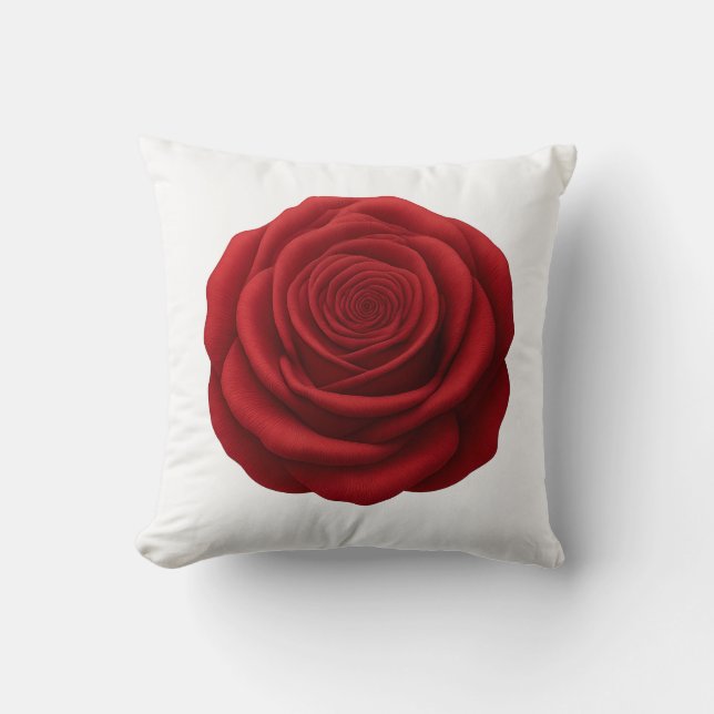 Throw Pillow - Red Rose Flower (Front)