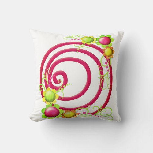 Throw Pillow Red Swirl Floral Flowers 