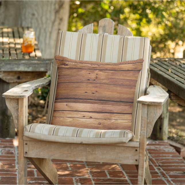 Throw Pillow Rustic Wood Orange (Chair)