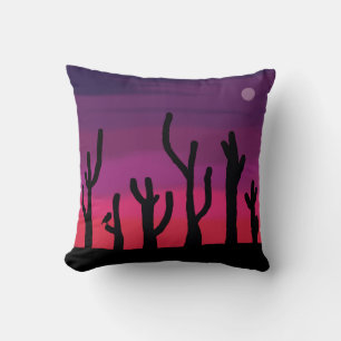 Throw Pillow Saguaro Sunset with Owl