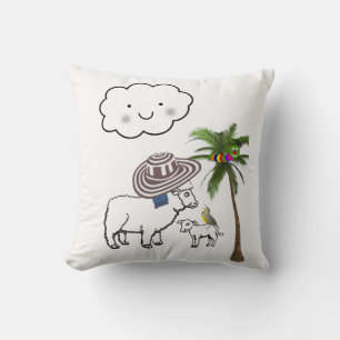 Throw Pillow Sheep Palm Tree