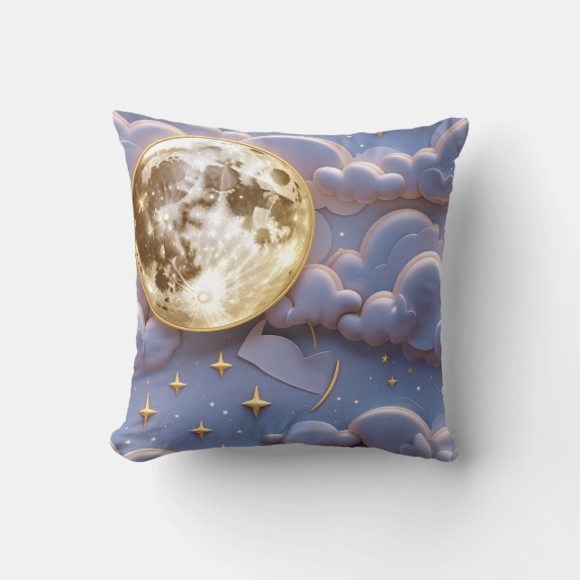 Throw Pillow - Soft Gold Pale Blue Lavender (Front)