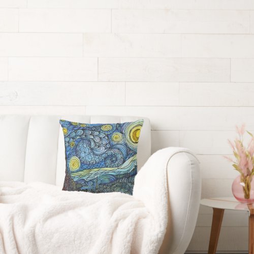 Throw Pillow _ Starry Night