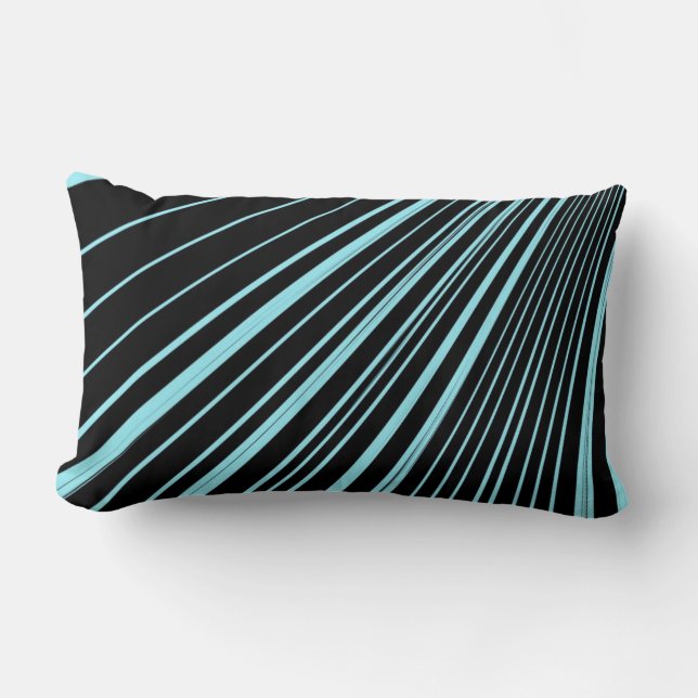 Throw Pillow Stripe Aqua Blue Black (Front)