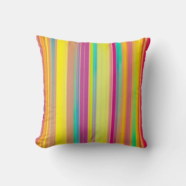 Throw Pillow Stripe Bright Colors (Front)