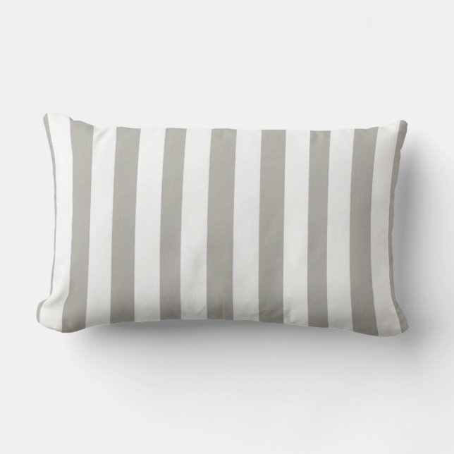 Throw Pillow Stripe Gray White (Front)