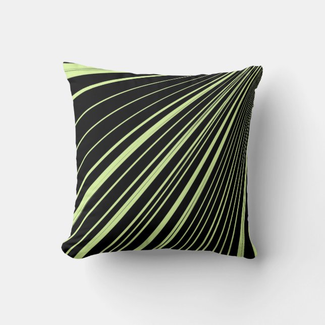 Throw Pillow Stripe Green Black (Front)