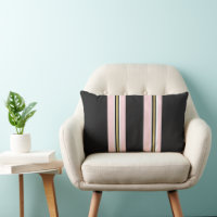 Throw Pillow Stripe Pink & White Gold Black