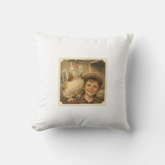 Throw Pillow Sweet Farm Boy Chicken
