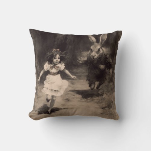 Throw Pillow  TALL TALES Alice  Her Rabbit