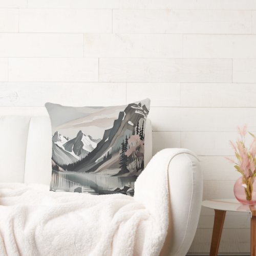 Throw pillow TEE Mountain Lake Scene graphic