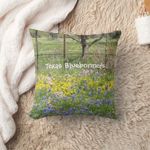 Throw Pillow Texas Bluebonnets Wildflowers