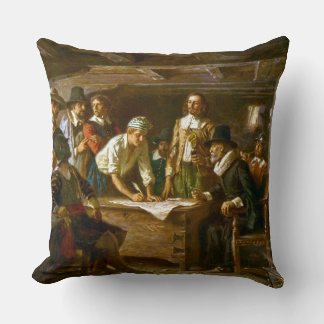 Throw Pillow The Mayflower Compact Jean Ferris (Front)