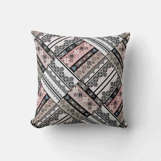 Throw Pillow Tribal ethno traditional geometrical  (Front)
