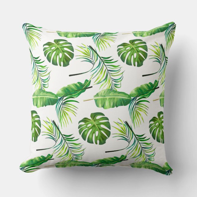 Throw Pillow-Tropical Leaves Pillow (Front)