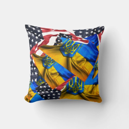 Throw Pillow ukrainian american flag we are in pla