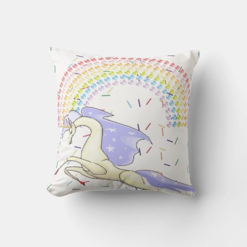 Throw Pillow Unicorn Rainbow 