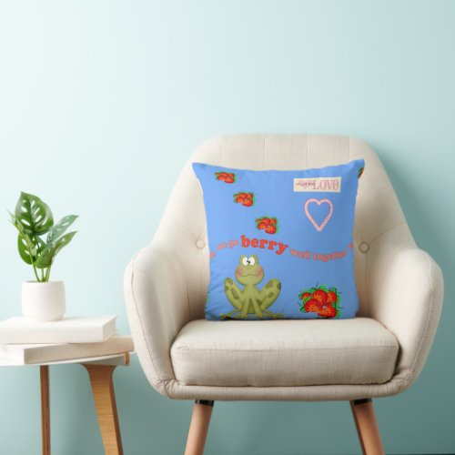 Throw Pillow Valentines Day Frog Berry