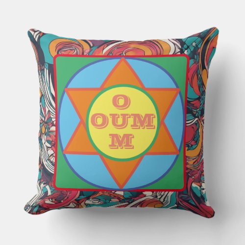 Throw Pillow  Vibrant Geometric Oasis OUM