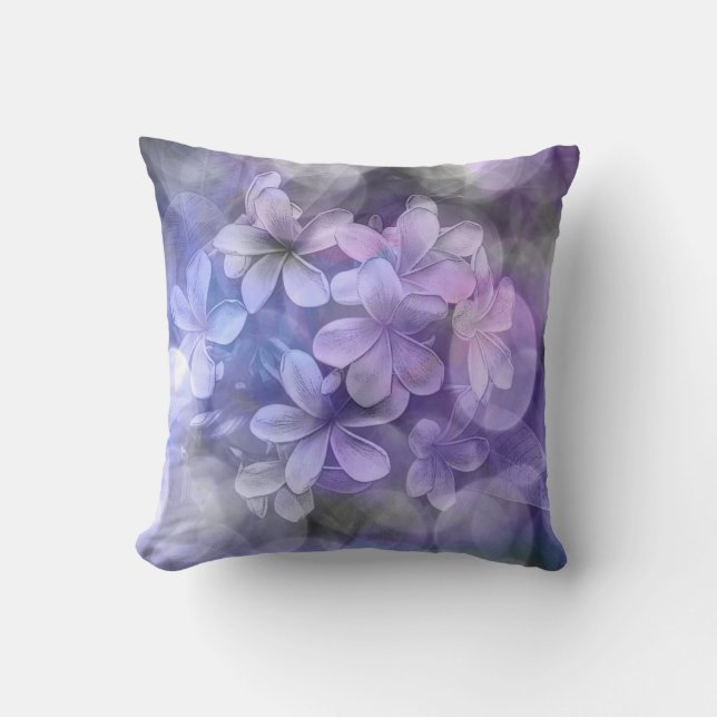 Throw Pillow - Watercolor Bokeh Purple Pulmaria (Front)