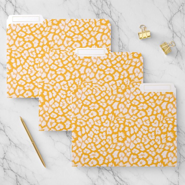 Throw Pillow White yellow abstract leopard print File Folder (Set)