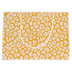 Throw Pillow White yellow abstract leopard print Large Gift Bag