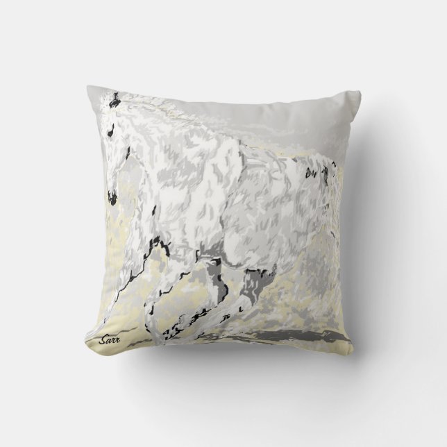 Throw Pillow Wild White Stallion (Front)