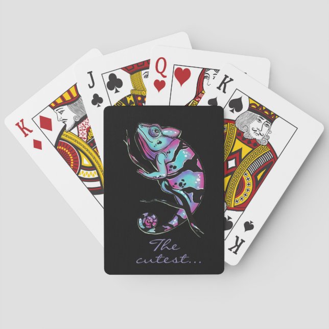 Throw Pillow with a cute chameleon design. Poker Cards (Back)